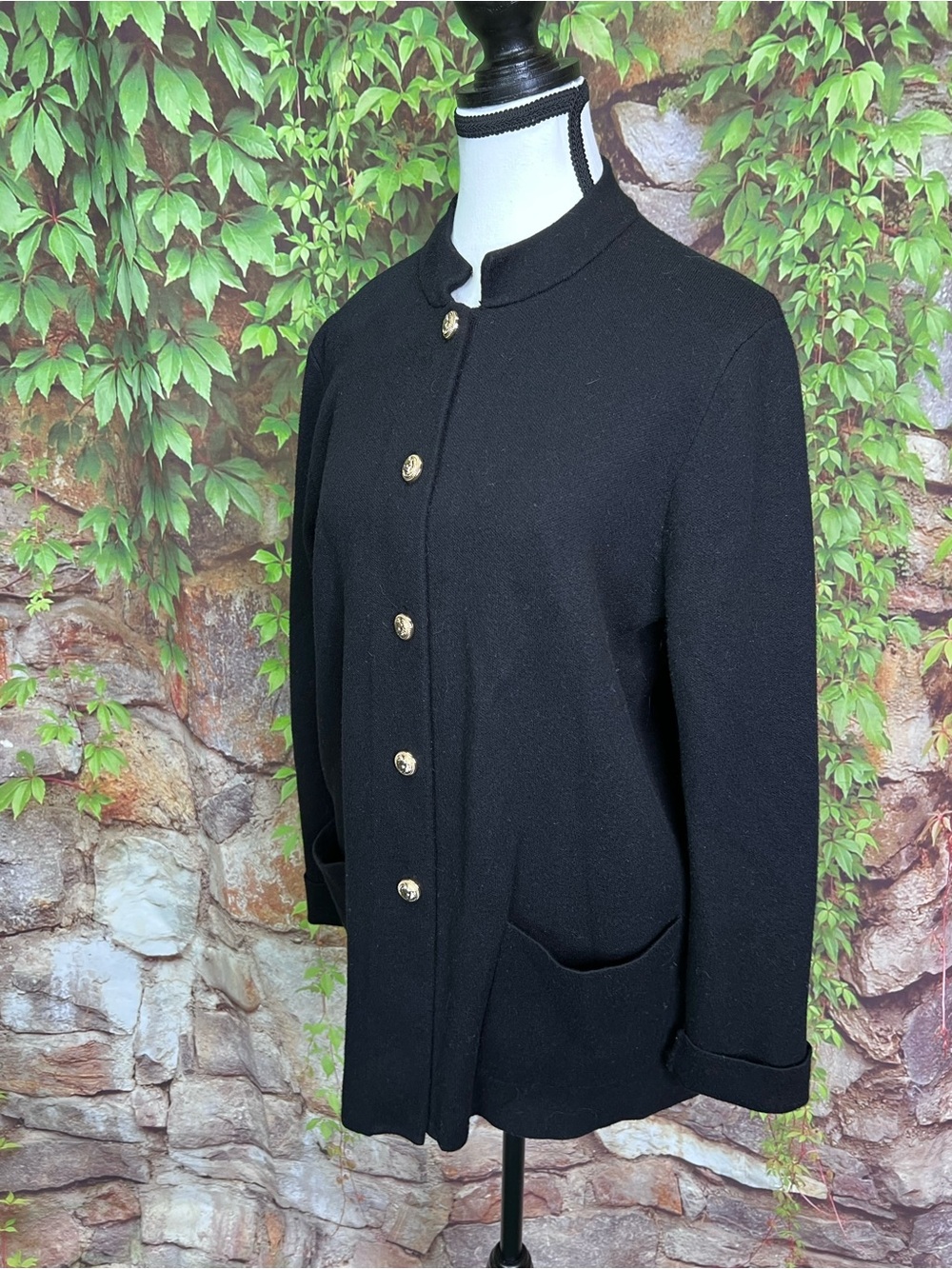 H BY HALSTON Black Jacket Cut Cardigan Quiet Luxury Minimalist, XL - Picture 4 of 12